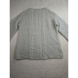 J Jill Pure Jill Womens M Pullover Knit Sweater Grey Round Neck Cable Knit